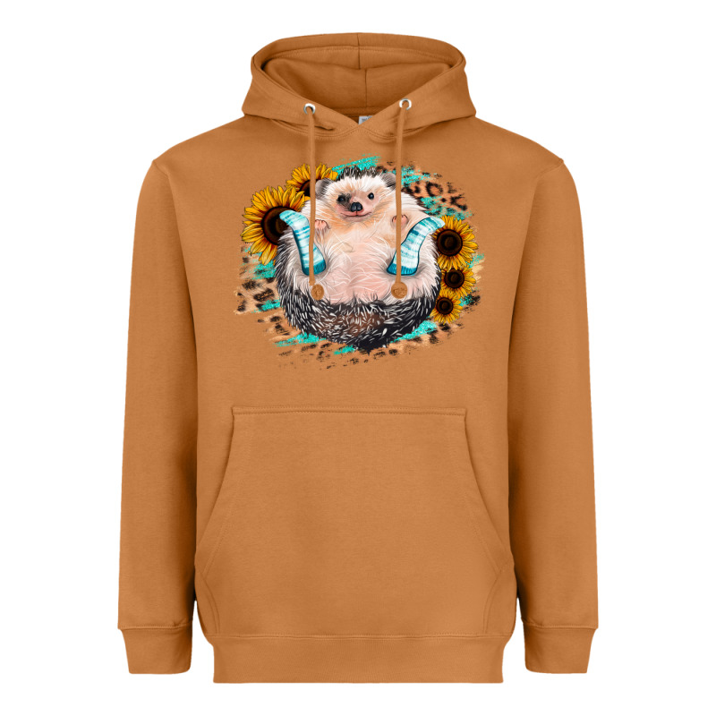 Sunflower Leopard Hedgehog Heavyweight Hoodie by Jasminsmagicworld | Teevron