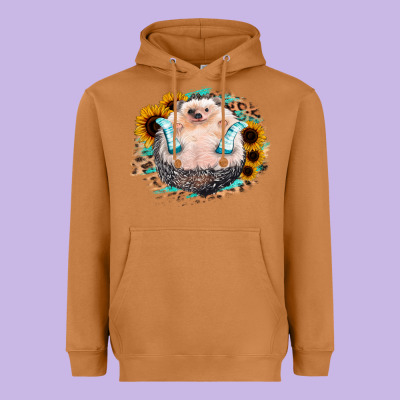 Sunflower Leopard Hedgehog Heavyweight Hoodie Designed By Jasminsmagicworld