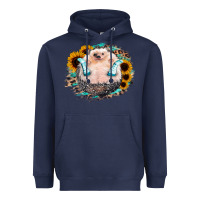 Navy Sunflower Leopard Hedgehog Heavyweight Hoodie - Jasminsmagicworld