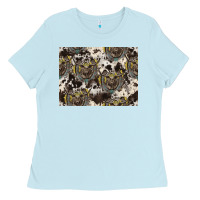 Baby Blue Longhorn Pattern Ladies Tee - CowhideDigitalArt