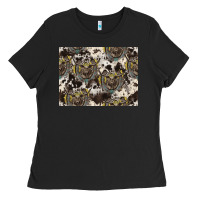 Black Longhorn Pattern Ladies Tee - CowhideDigitalArt