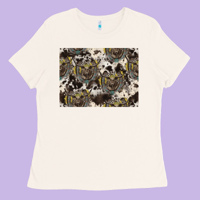 Longhorn Pattern Ladies Tee Designed By Cowhidedigitalart