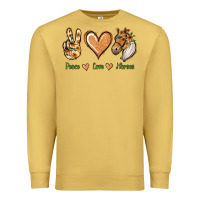Antique Gold Peace Love Horses Premium Sweatshirt - Jasminsmagicworld