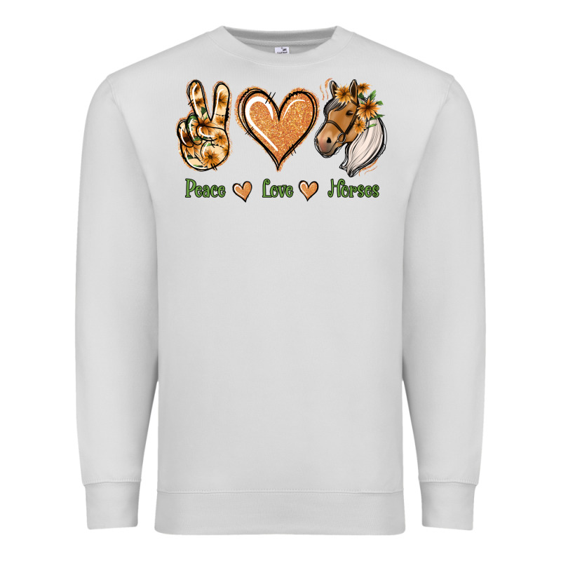 Peace Love Horses Premium Sweatshirt by Jasminsmagicworld | Teevron