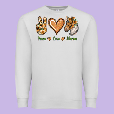 Peace Love Horses Premium Sweatshirt Designed By Jasminsmagicworld