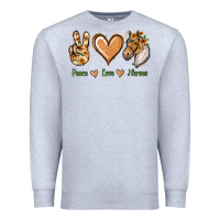 Heather Grey Peace Love Horses Premium Sweatshirt - Jasminsmagicworld