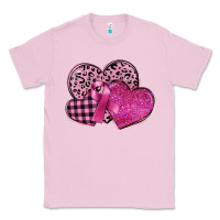 Bubblegum Pink breast cancer hearts Classic Tee - FaDigitalArtStudio