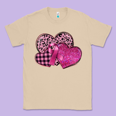 Breast Cancer Hearts Classic Tee Designed By Fadigitalartstudio
