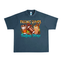 Midnight Navy Falling Leaves Football Please Urban Heavy Tee - CowhideDigitalArt