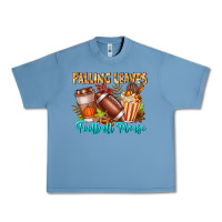 Pebble Blue Falling Leaves Football Please Urban Heavy Tee - CowhideDigitalArt