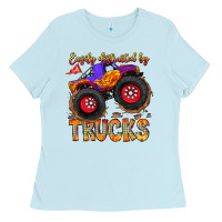 Baby Blue Easily Distracted By Trucks Ladies Tee - CowhideDigitalArt