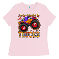 Bubblegum Pink Easily Distracted By Trucks Ladies Tee - CowhideDigitalArt