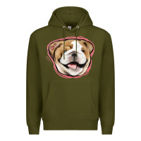 Army Green bulldog pink glitter Premium Hoodie - Jasminsmagicworld