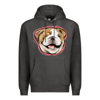 Charcoal Heather bulldog pink glitter Premium Hoodie - Jasminsmagicworld