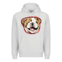 Dove Grey bulldog pink glitter Premium Hoodie - Jasminsmagicworld