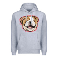 Heather Grey bulldog pink glitter Premium Hoodie - Jasminsmagicworld