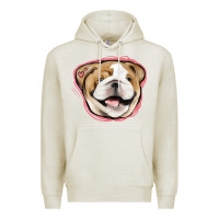 Oatmeal Heather bulldog pink glitter Premium Hoodie - Jasminsmagicworld