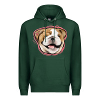 Sports Green bulldog pink glitter Premium Hoodie - Jasminsmagicworld