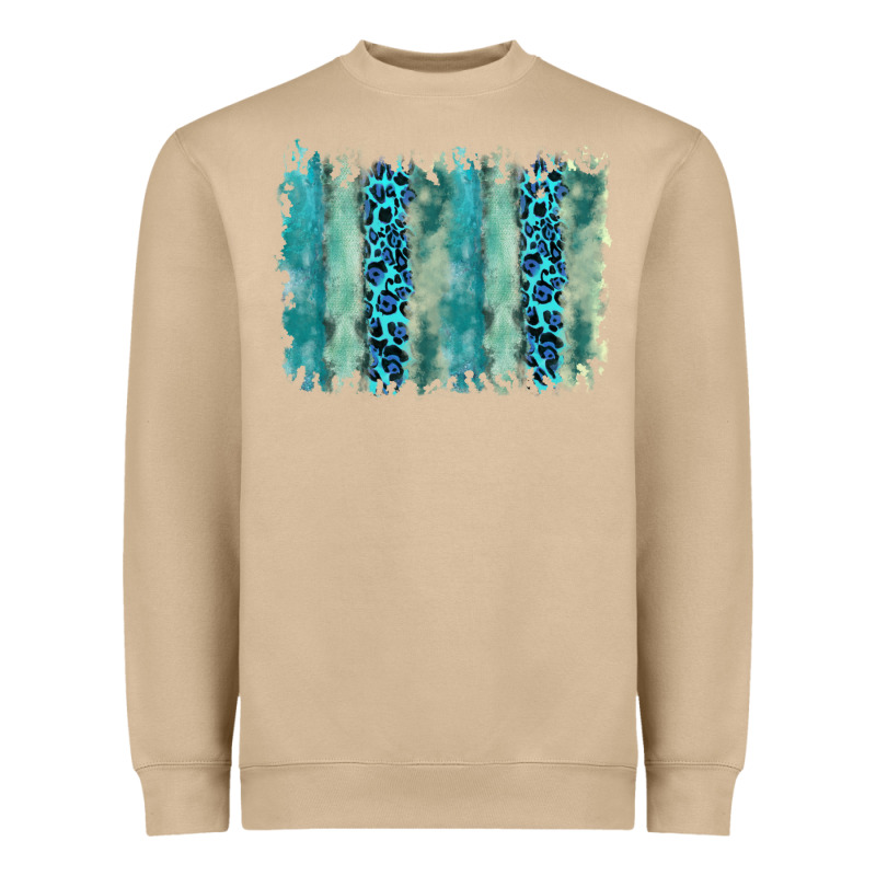 Turquoise Leopard Watercolor Brushstroke Background Heavyweight Sweatshirt by RanaPortraitStore | Teevron