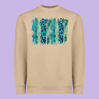 Turquoise Leopard Watercolor Brushstroke Background Heavyweight Sweatshirt Designed By Ranaportraitstore