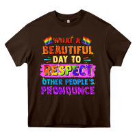Chocolate Brown what a beautiful day to respect other people Heavy Core Tee - FaDigitalArtStudio