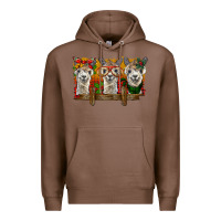 Chestnut Christmas alpacas Premium Hoodie - BarkalooDesign