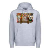 Heather Grey Christmas alpacas Premium Hoodie - BarkalooDesign