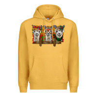Mustard Christmas alpacas Premium Hoodie - BarkalooDesign