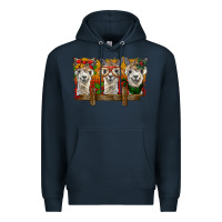 Navy Christmas alpacas Premium Hoodie - BarkalooDesign