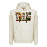Oatmeal Heather Christmas alpacas Premium Hoodie - BarkalooDesign