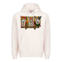 Pale Pink Christmas alpacas Premium Hoodie - BarkalooDesign