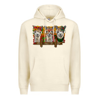 Sandshell Christmas alpacas Premium Hoodie - BarkalooDesign