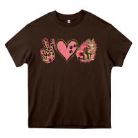 Chocolate Brown Peace Love Cats Heavy Core Tee - Jasminsmagicworld