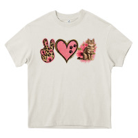 Cream Peace Love Cats Heavy Core Tee - Jasminsmagicworld