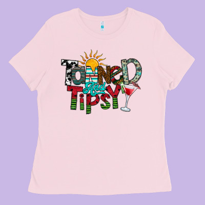Tanned And Tipsy Ladies Tee Designed By Cowhidedigitalart