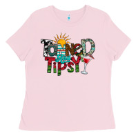Bubblegum Pink Tanned And Tipsy Ladies Tee - CowhideDigitalArt