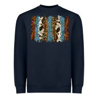 Navy tool leather leopard cowhide backround Heavyweight Sweatshirt - RanaPortraitStore