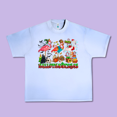 Happy Hallothanksmas Flamingo Urban Heavy Tee Designed By Cowhidedigitalart