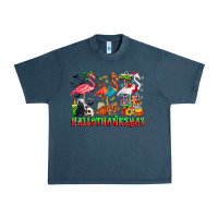 Midnight Navy happy hallothanksmas flamingo Urban Heavy Tee - CowhideDigitalArt