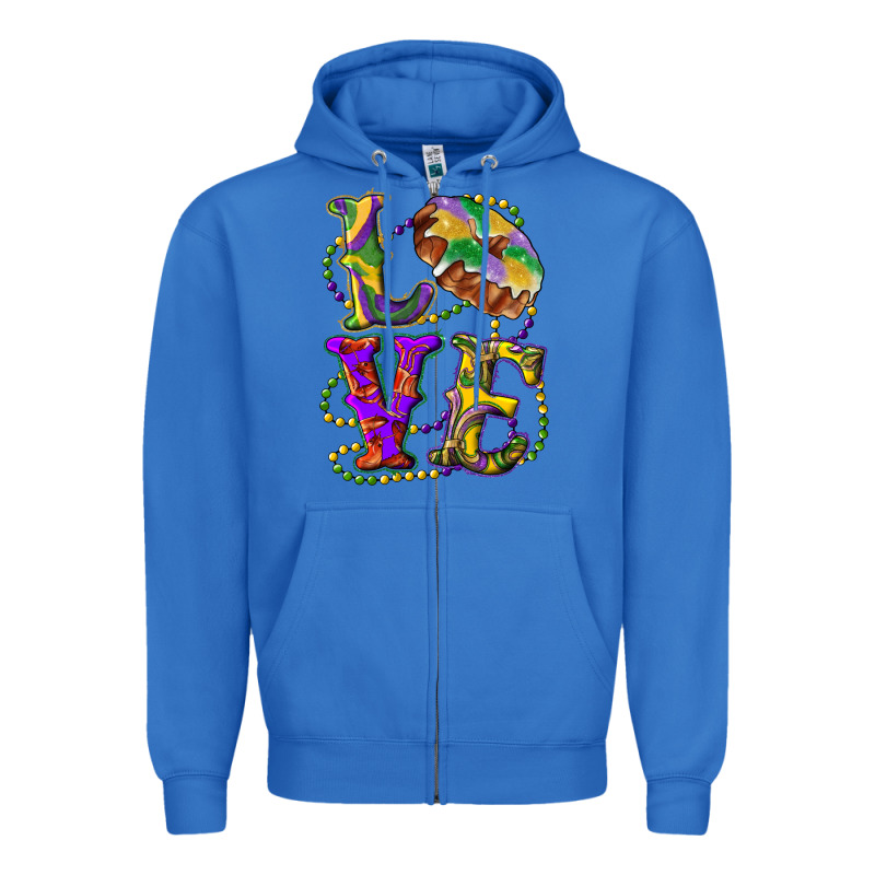 Mardi Gras Love With King Cake Zipper Hoodie by RanaPortraitStore | Teevron