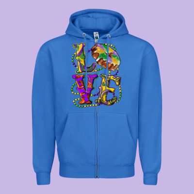 Mardi Gras Love With King Cake Zipper Hoodie Designed By Ranaportraitstore
