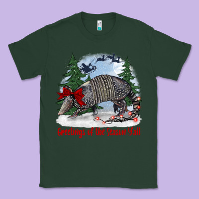 Greetings Of The Season Y'all With Armadillo Classic Tee Designed By Barkaloodesign