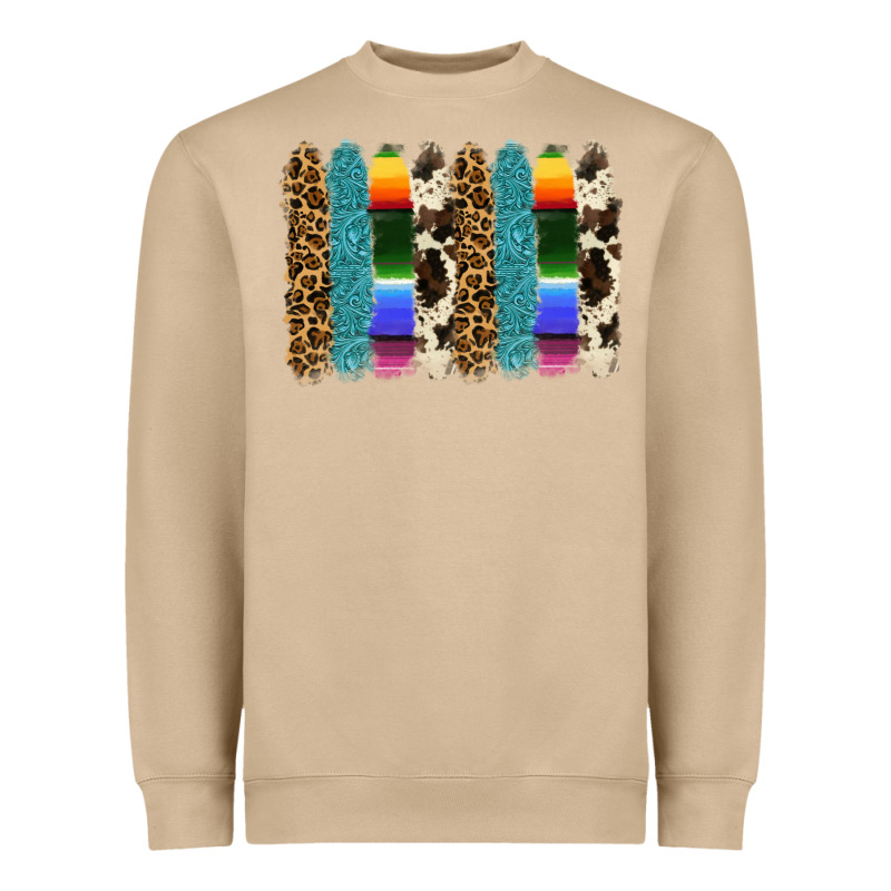 Serape Leopard Tooled Leather Cowhide Background Heavyweight Sweatshirt by RanaPortraitStore | Teevron