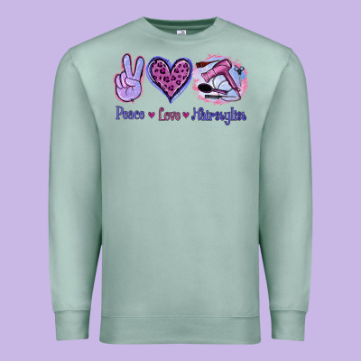Peace Love Hairstylist Premium Sweatshirt Designed By Jasminsmagicworld
