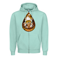 Seafoam sunflower tooled leather bullskull teardrop earrings Zipper Hoodie - Jasminsmagicworld
