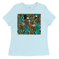 Baby Blue Longhorn Pattern Ladies Tee - CowhideDigitalArt