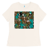 Bone Longhorn Pattern Ladies Tee - CowhideDigitalArt