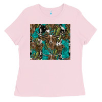 Bubblegum Pink Longhorn Pattern Ladies Tee - CowhideDigitalArt