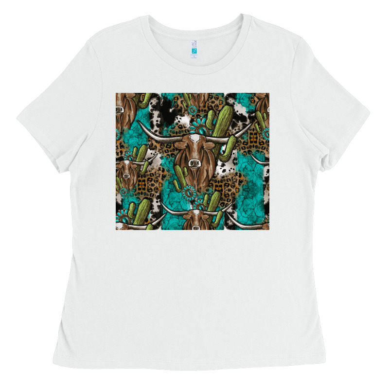 Longhorn Pattern Ladies Tee by CowhideDigitalArt | Teevron