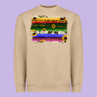 Serape Sunflowers Leopard Cowhide Background Heavyweight Sweatshirt Designed By Ranaportraitstore